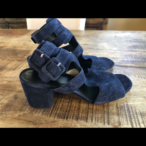 Rag & Bone Madison Heels Italian Calf Blue Suede 9 - Picture 3 of 7